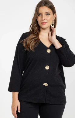 Cardigan uni avec boutons fantaisies