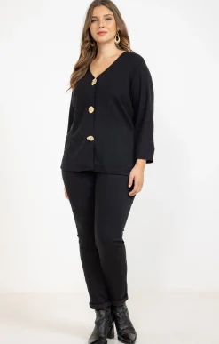 Cardigan uni avec boutons fantaisies