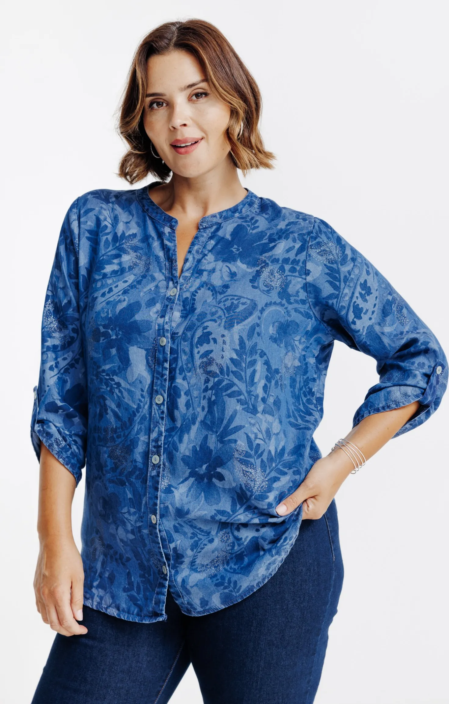 Chemise en jean avec glitter