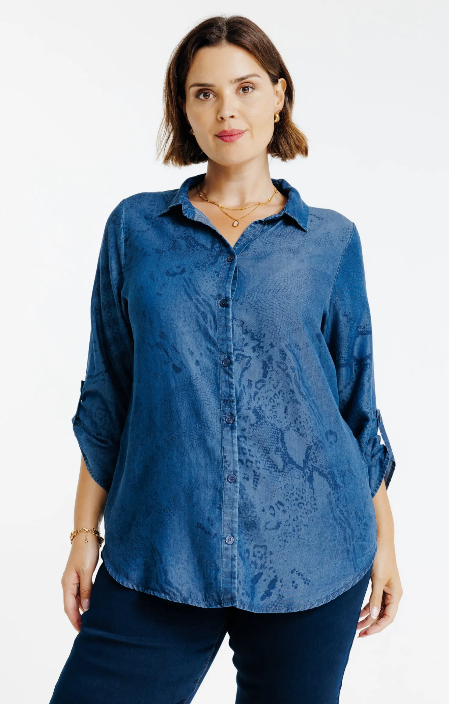 Chemise en jean imprimée