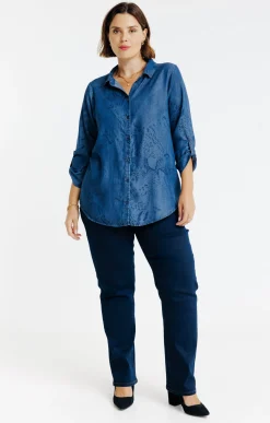 Chemise en jean imprimée