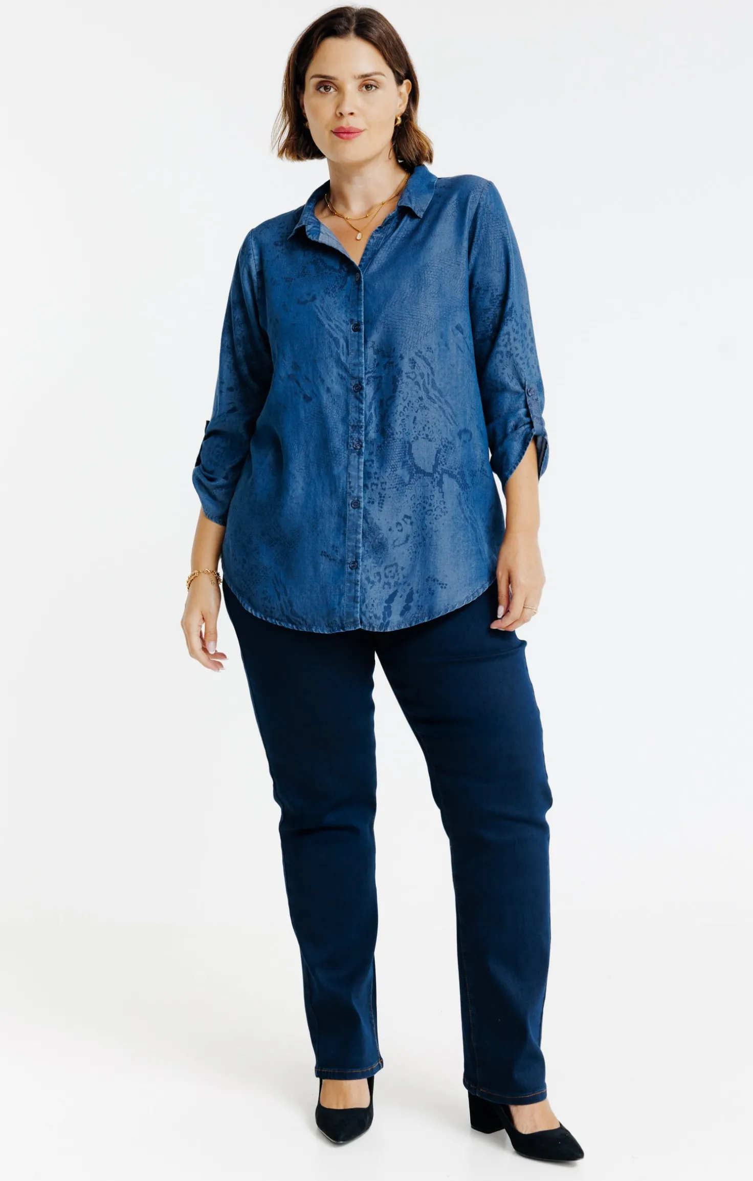 Chemise en jean imprimée