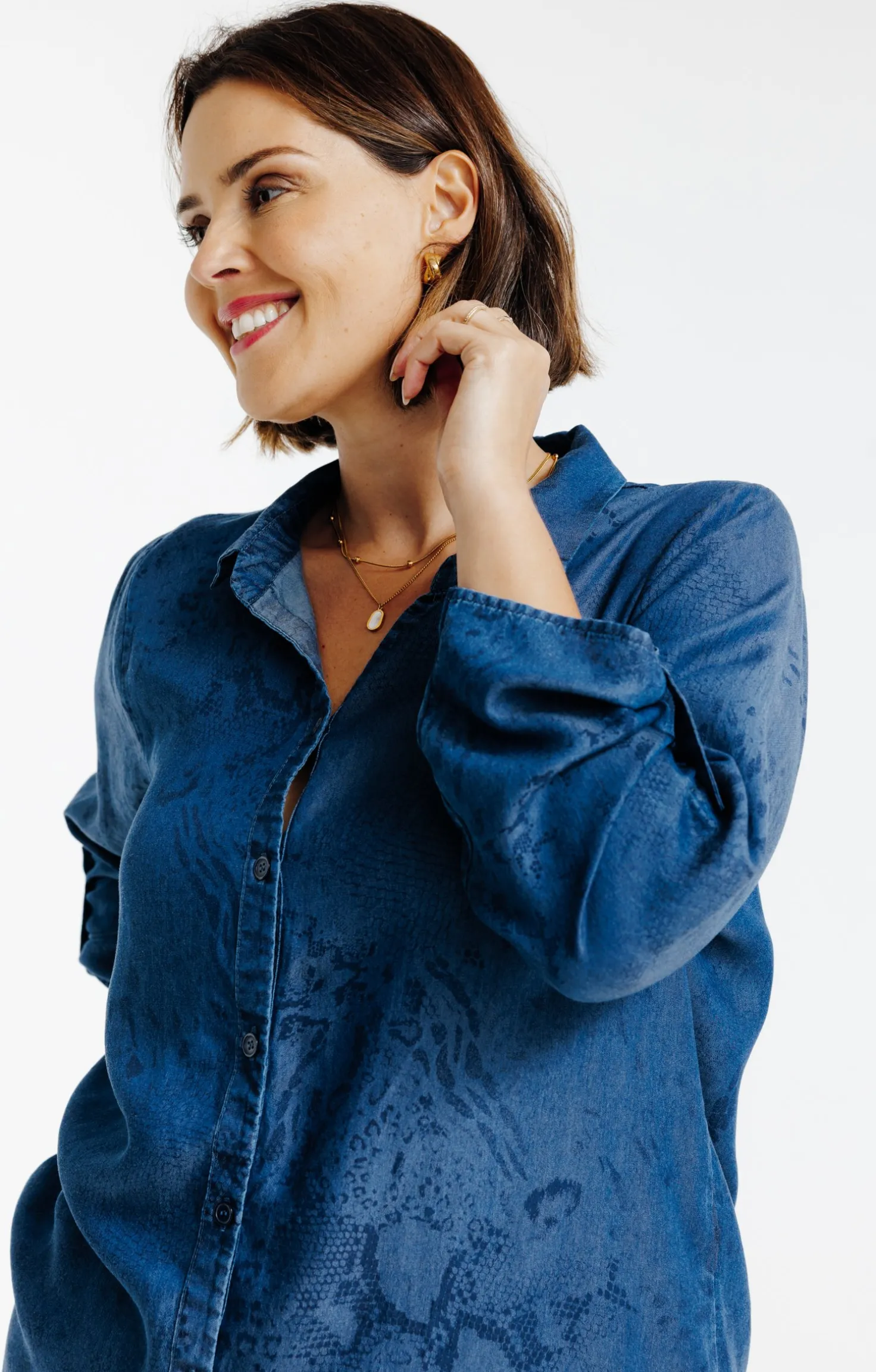 Chemise en jean imprimée