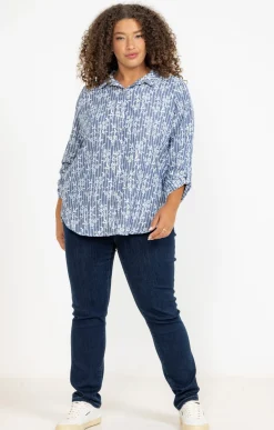 Chemise rayée effet brodé