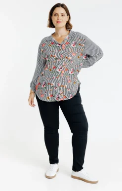 Chemise rayée et fleurie