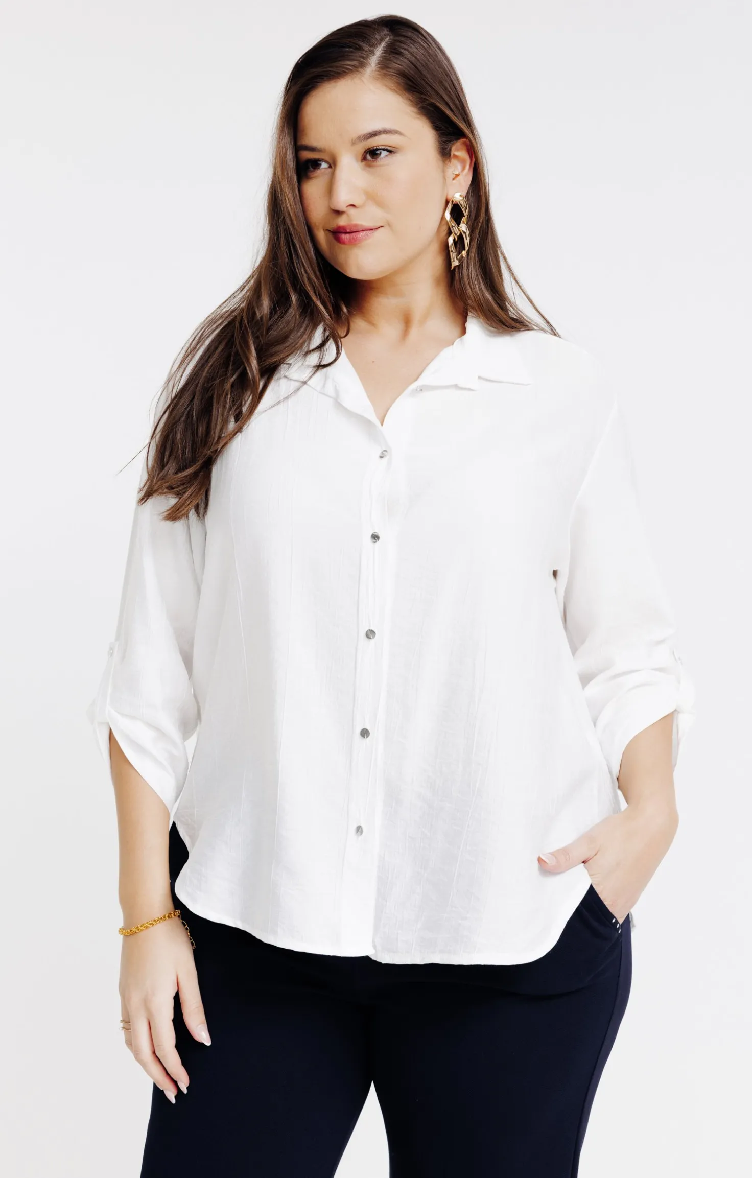 Chemise unie manches 3/4