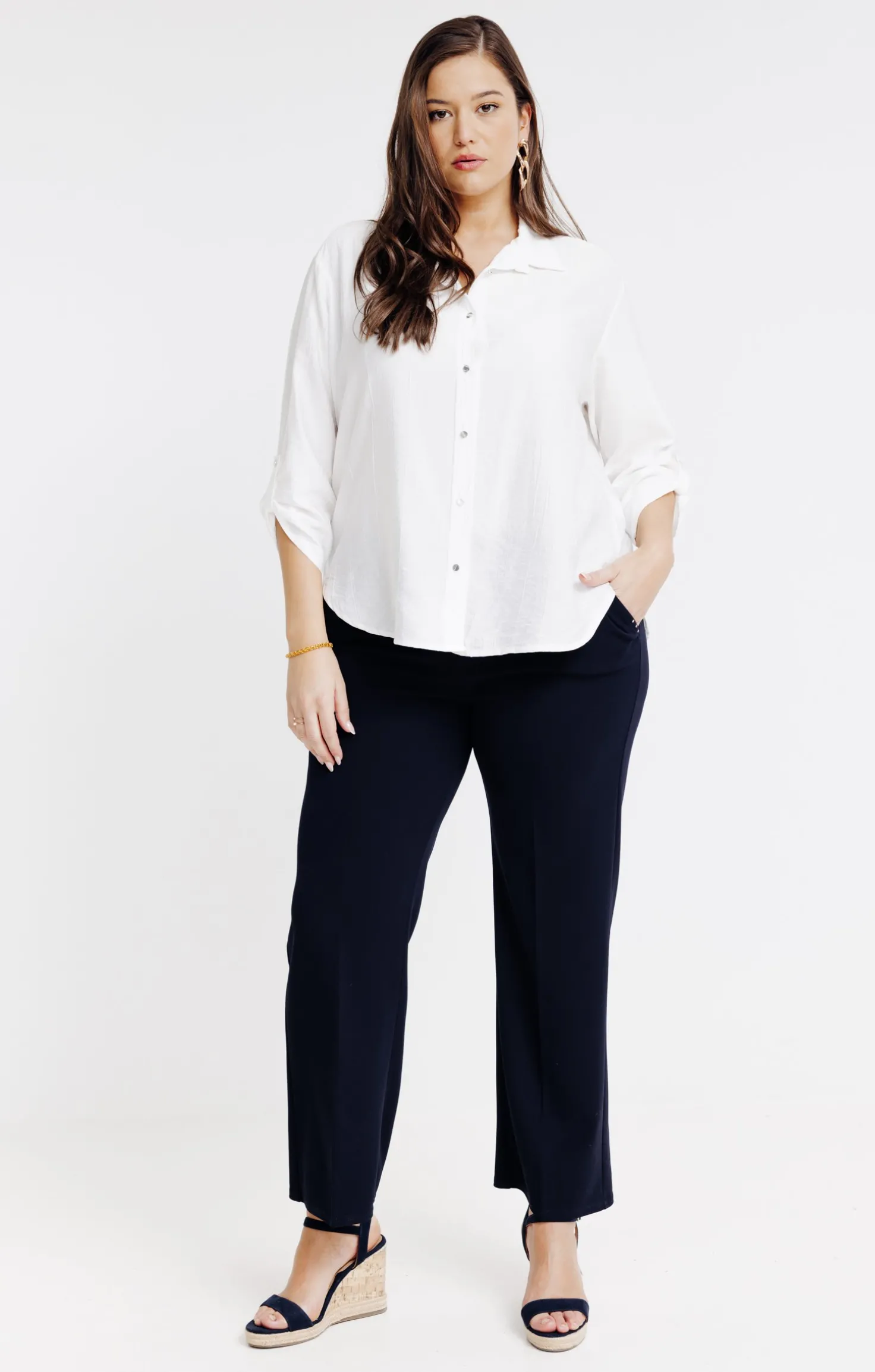 Chemise unie manches 3/4