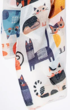 Foulard léger imprimé petits chats