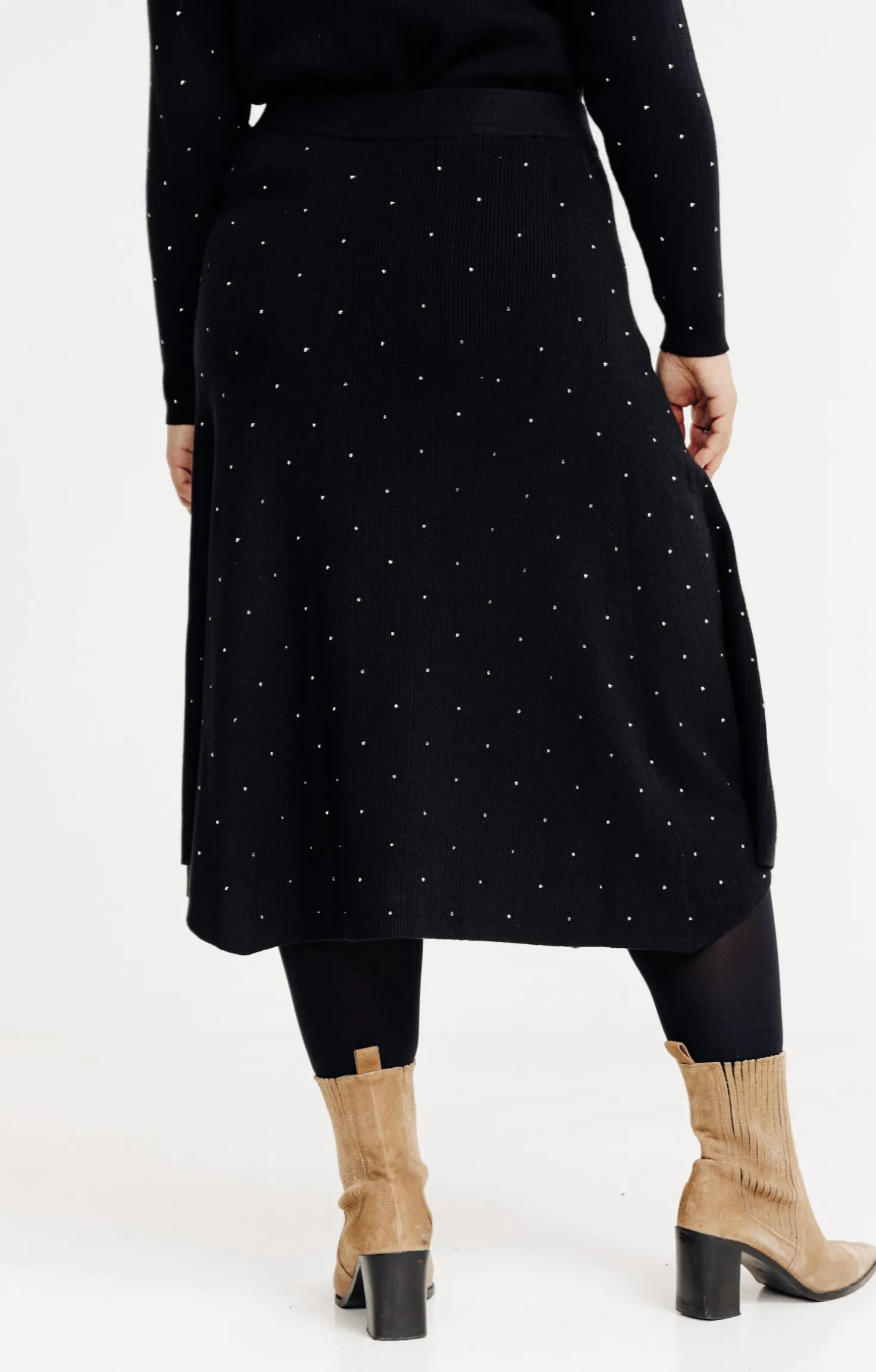 Jupe maille chaude strass all over