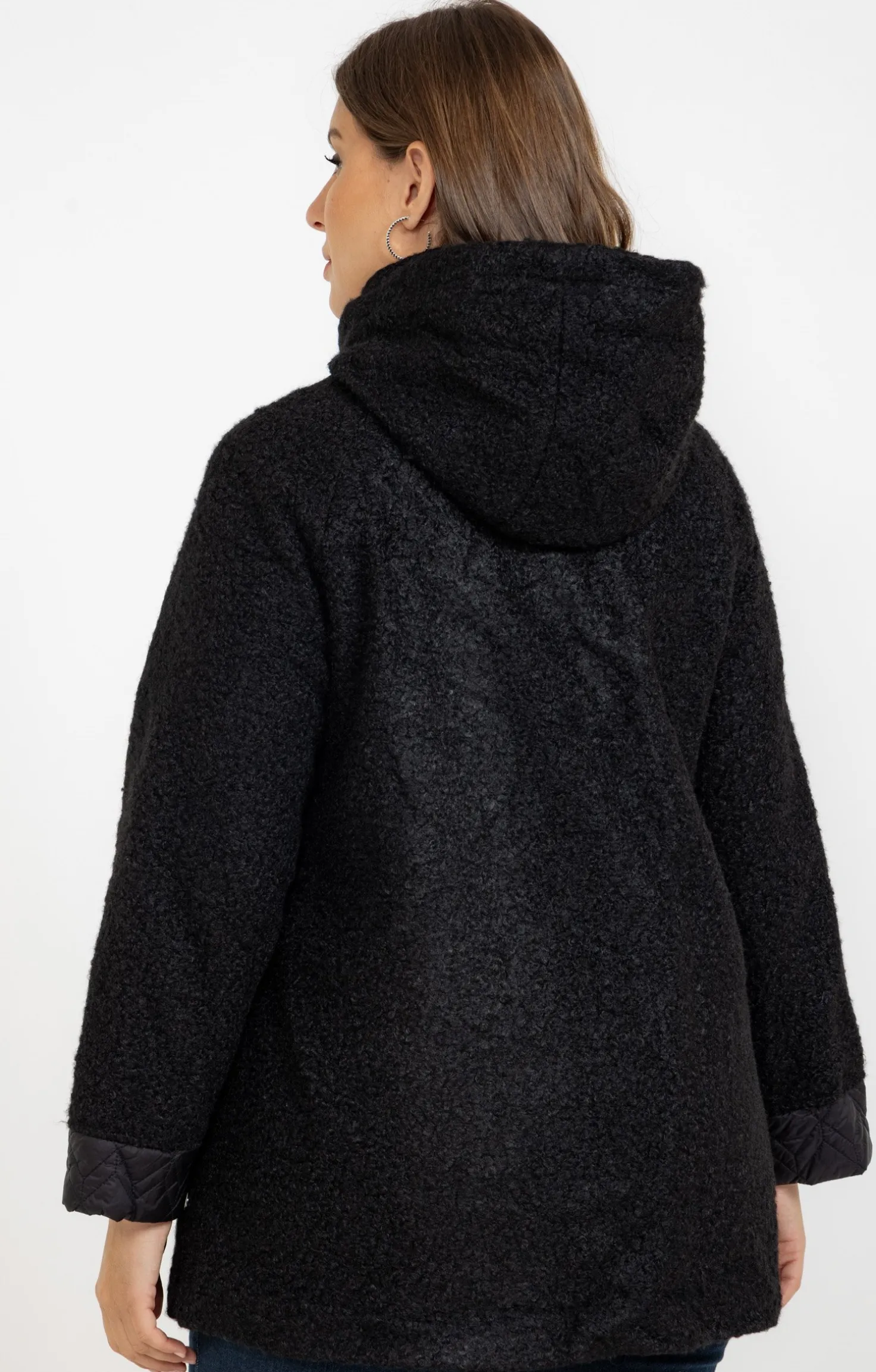 Manteau bi-matière avec capuche
