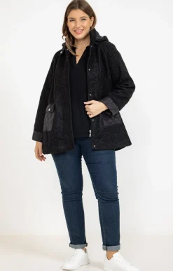 Manteau bi-matière avec capuche