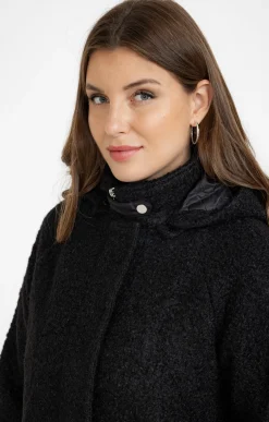 Manteau bi-matière avec capuche