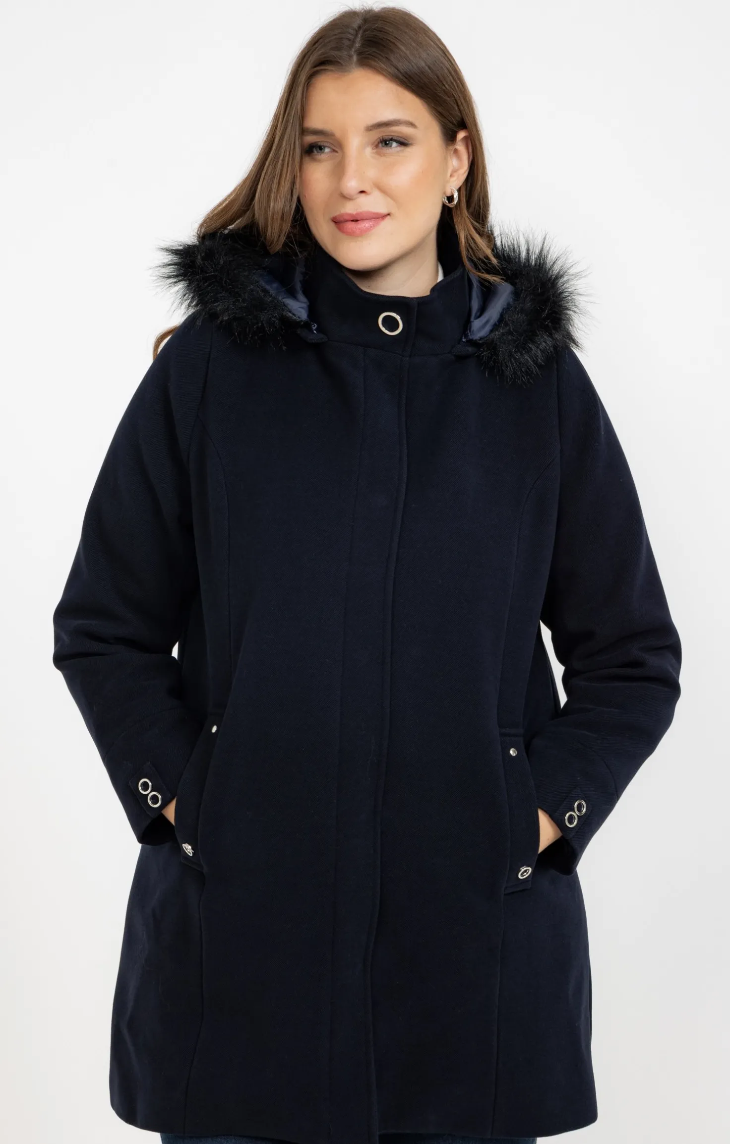 Manteau mi-long à capuche
