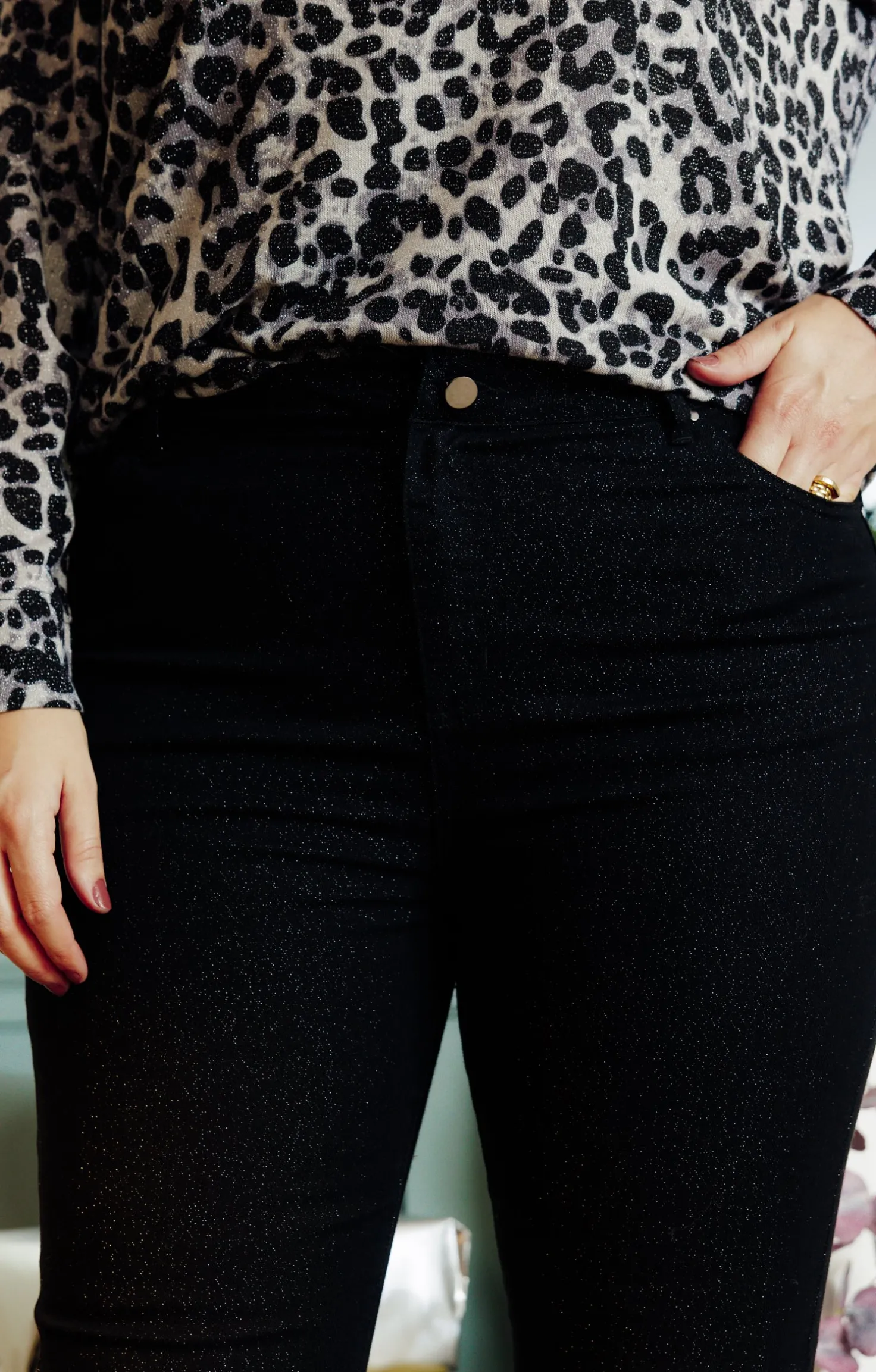 Pantalon 5 poches brillant