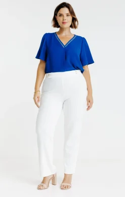 Pantalon droit ceinture avec boutons