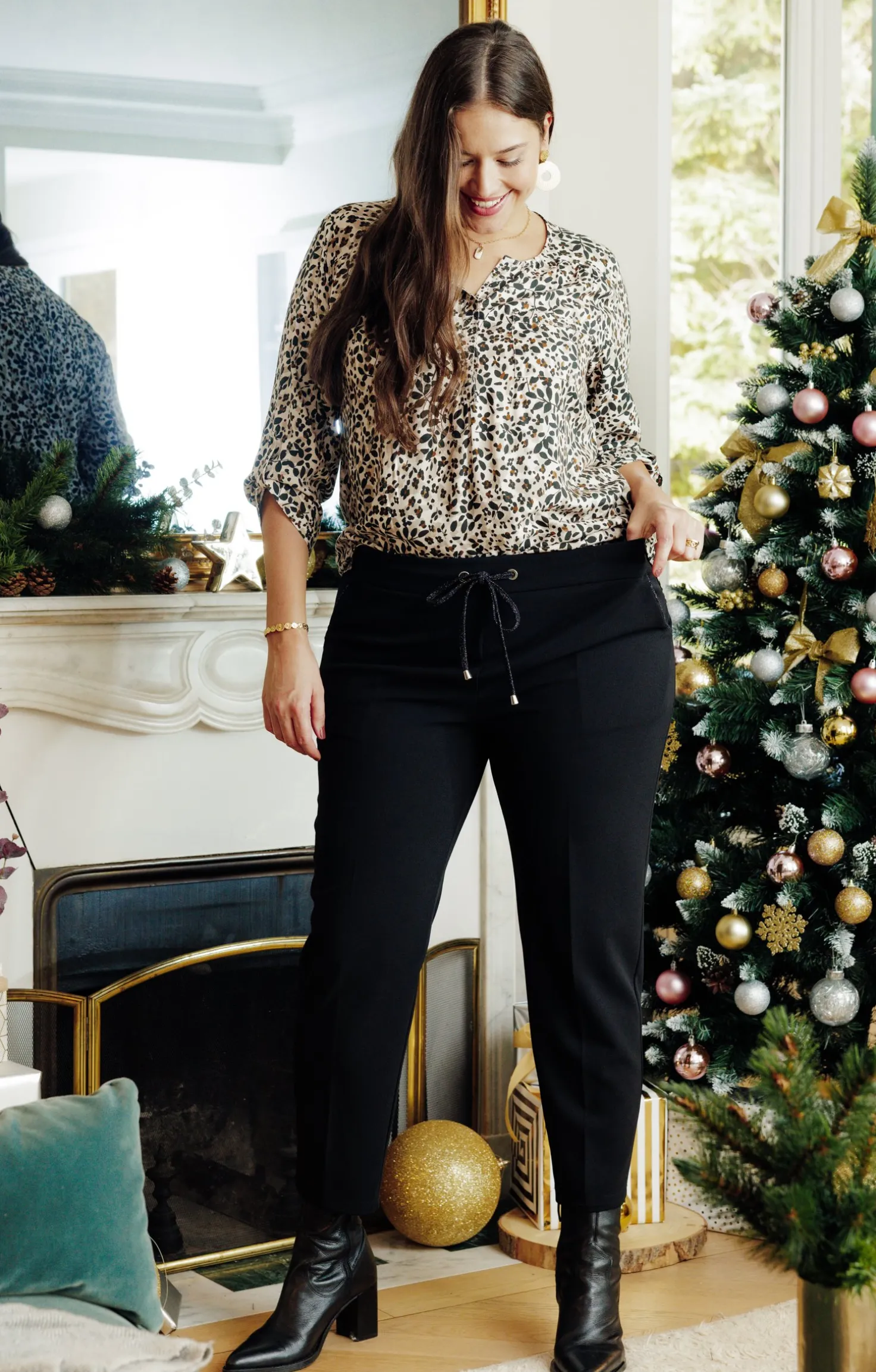 Pantalon droit forme jogging brillant