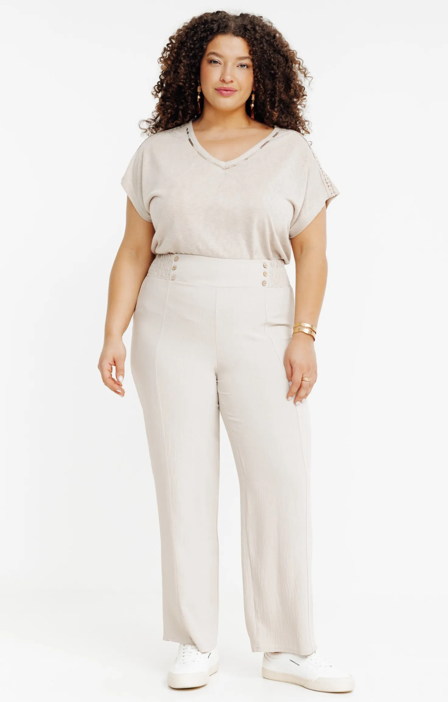Pantalon large détail boutons coco