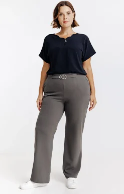 Pantalon large uni à boucle