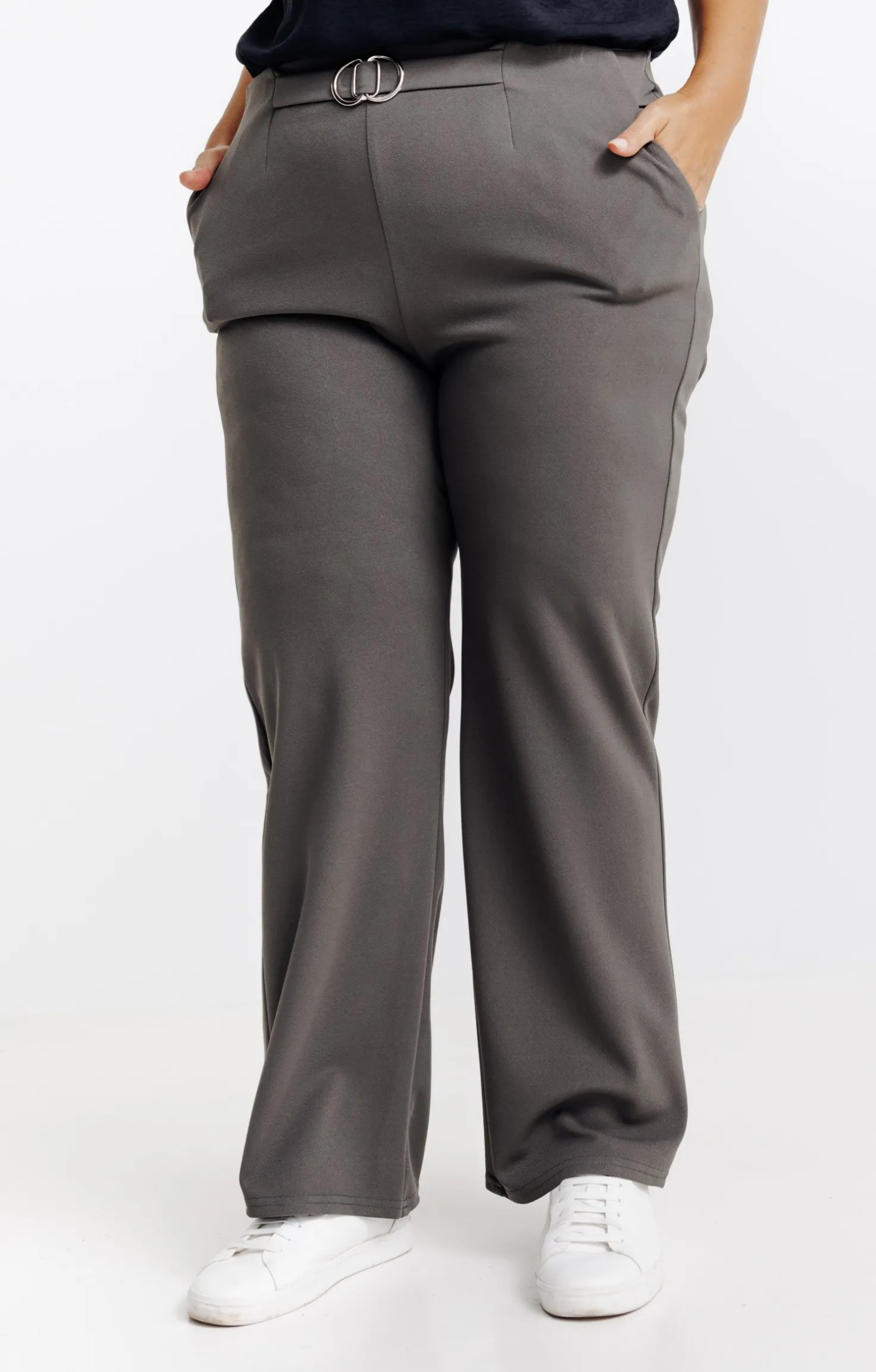 Pantalon large uni à boucle