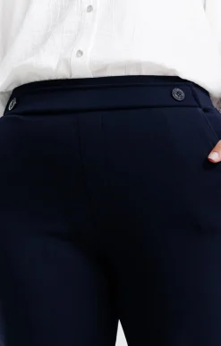 Pantalon large uni bouton ancre