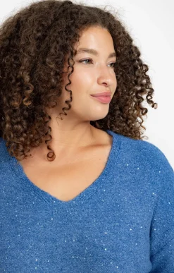 Pull col V avec strass