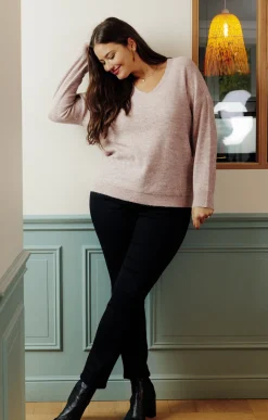Pull col V avec strass