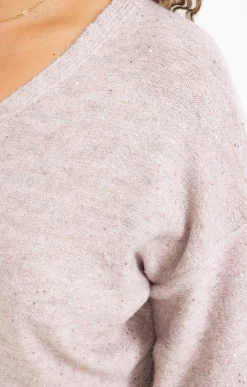 Pull col V avec strass