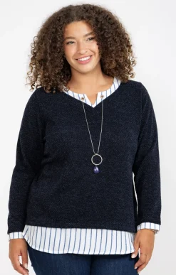 Pull 2-en-1 avec empiècement à rayures