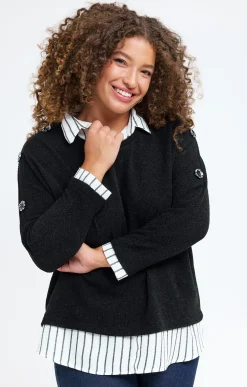 Pull 2-en-1 avec empiècement rayé