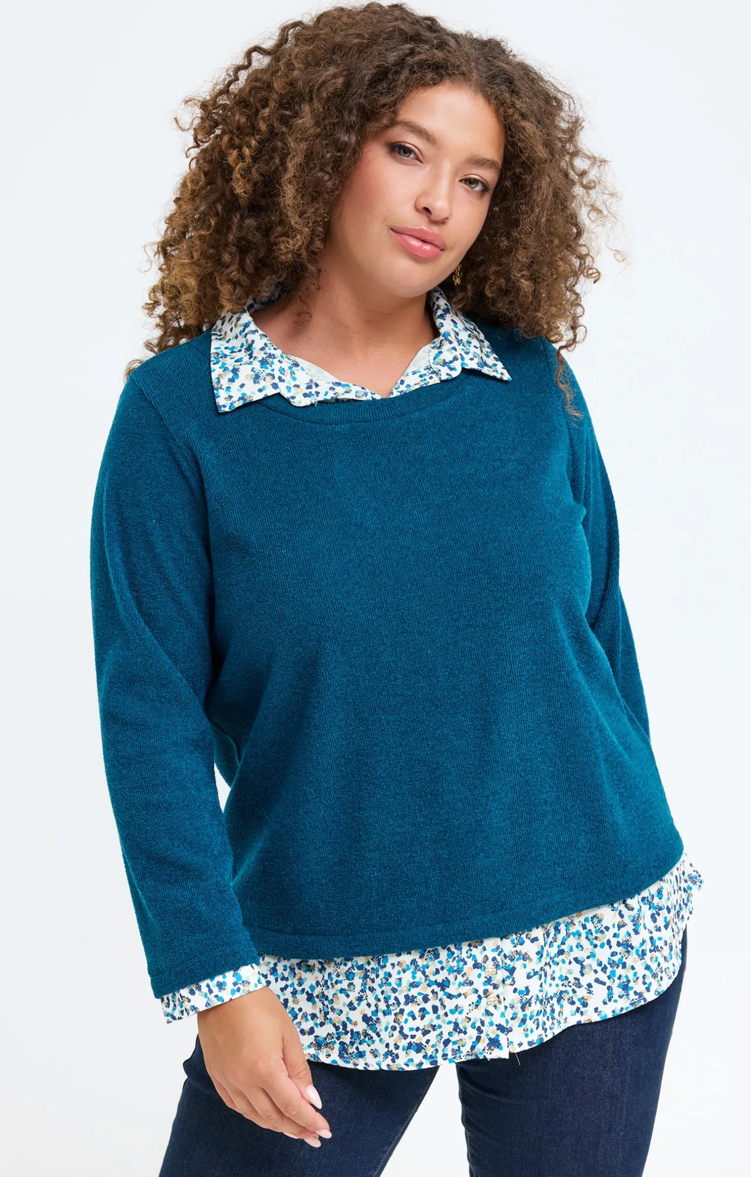 Pull 2-en-1 empiècement fantaisie