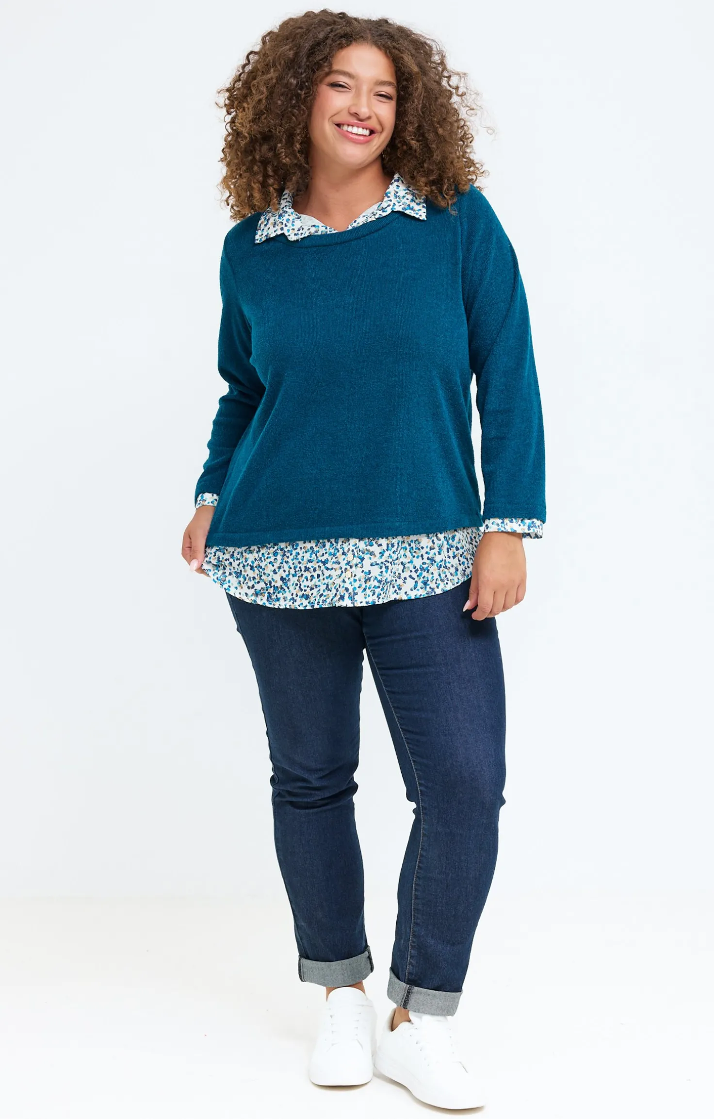 Pull 2-en-1 empiècement fantaisie