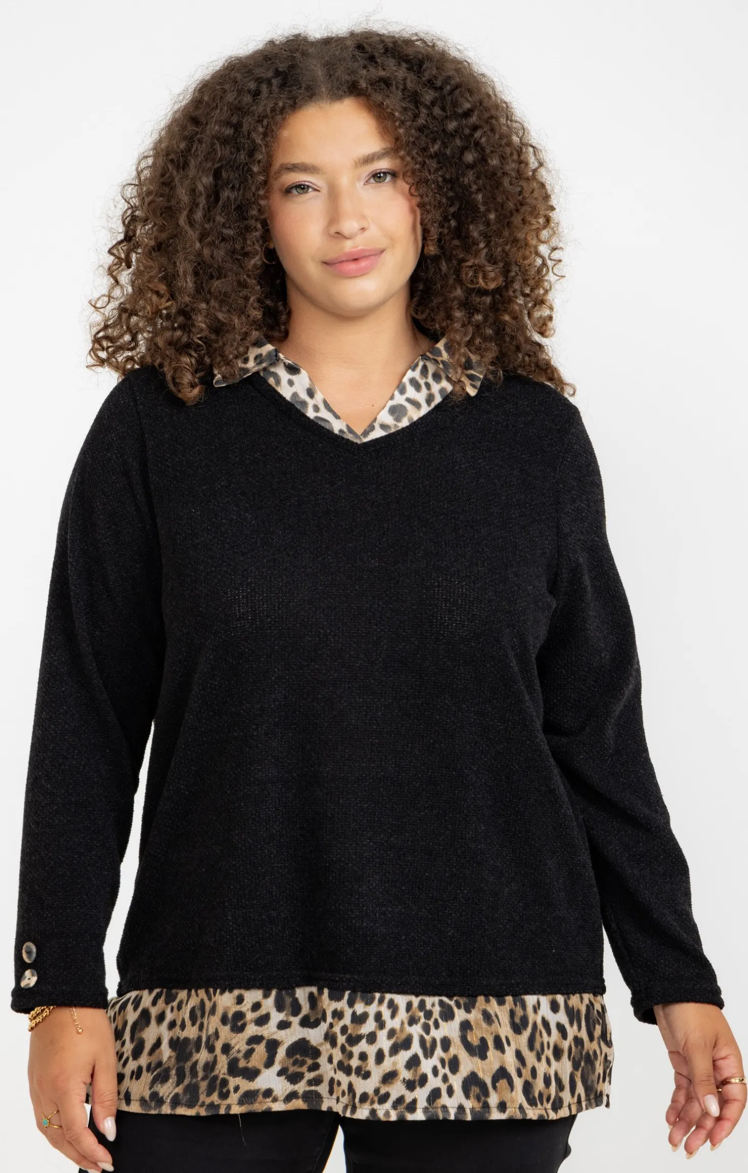 Pull 2-en-1 imprimé léopard