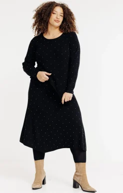 Pull uni côtelé avec strass