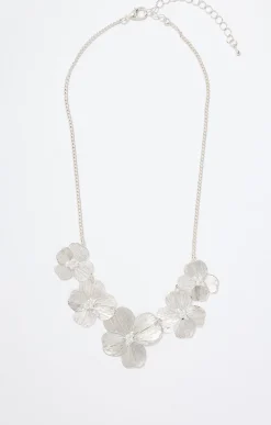 Ras-de-cou 5 fleurs silver