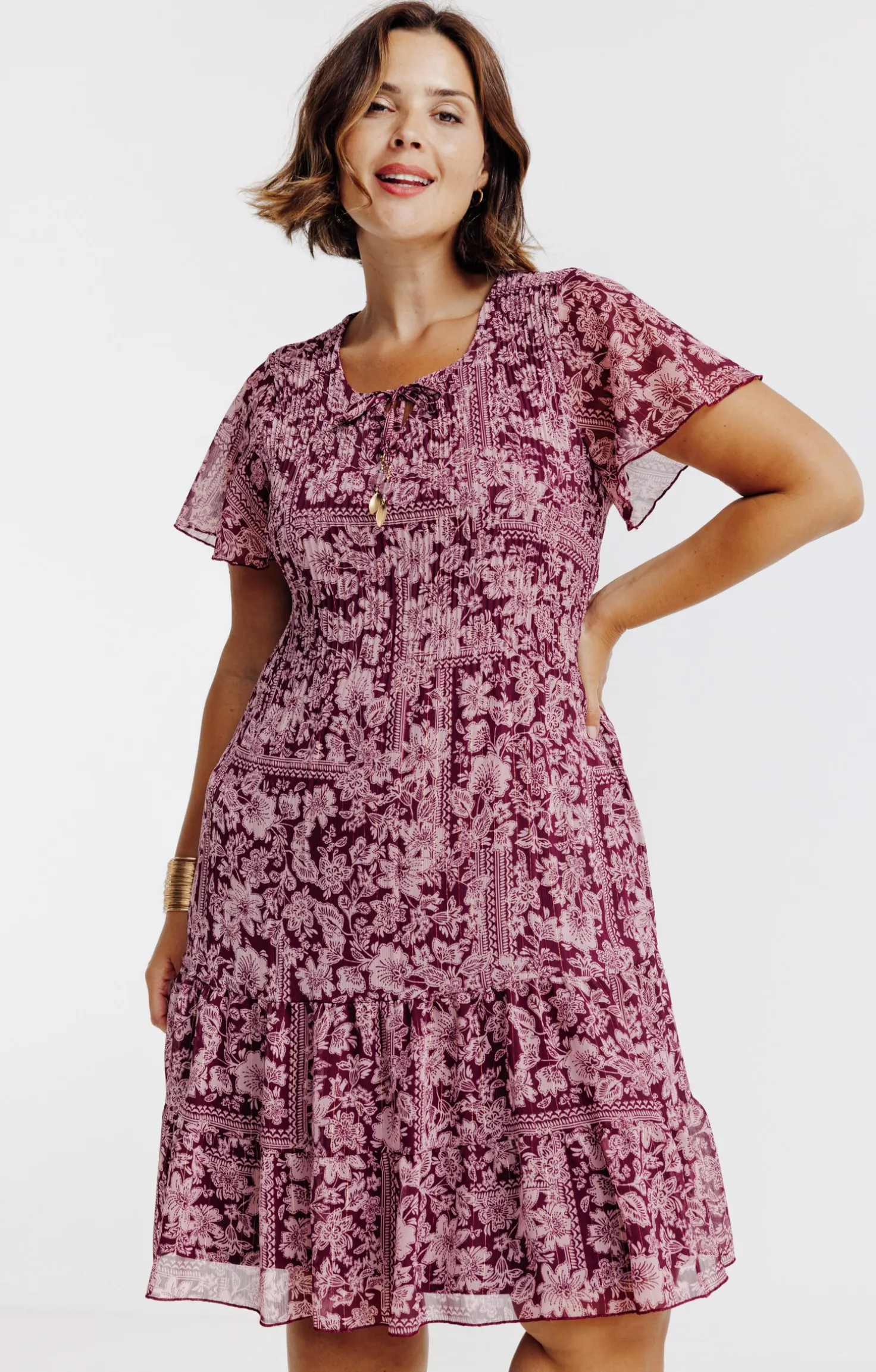 Robe plissé imprimé floral