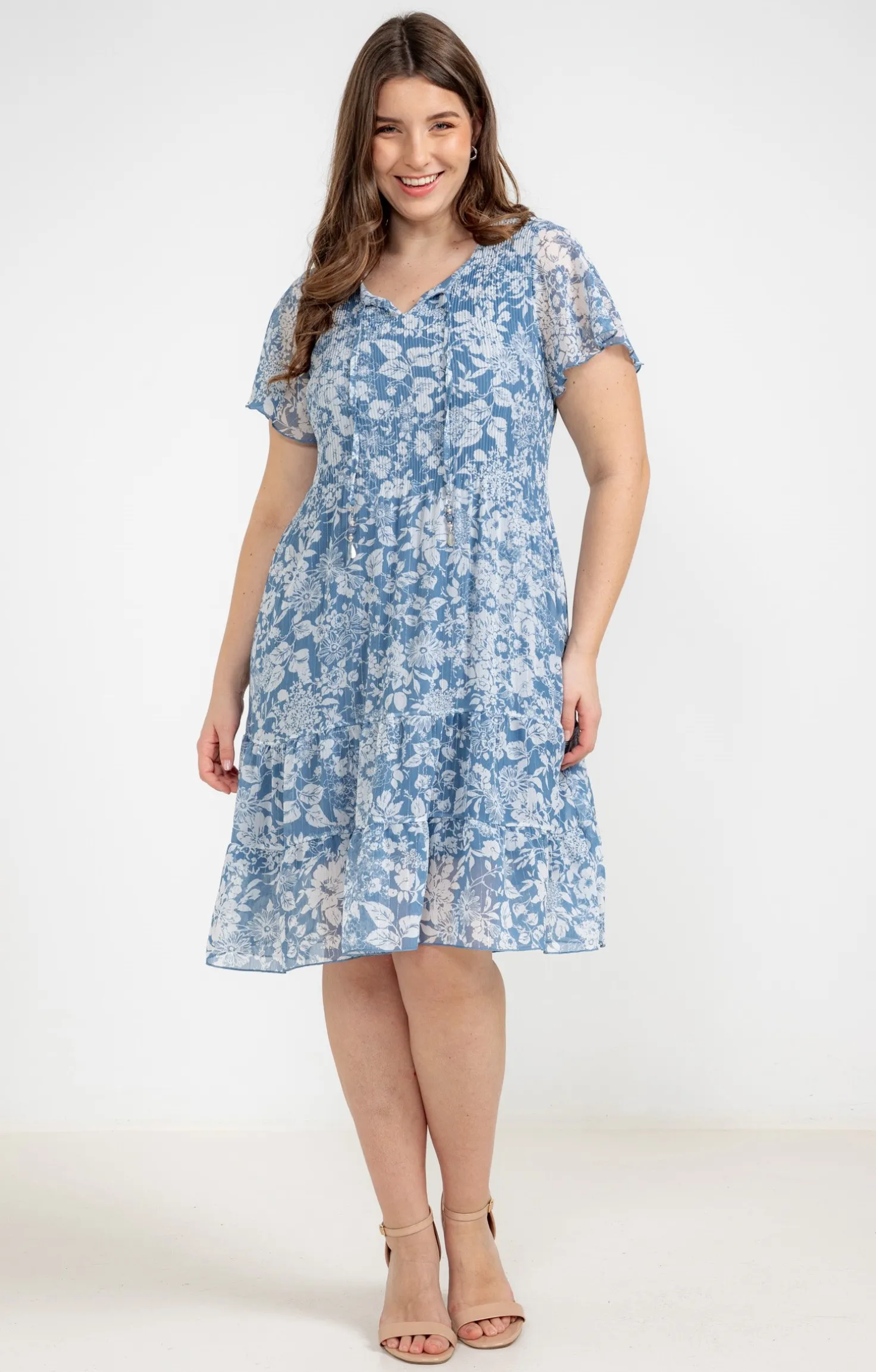 Robe plissée à fleurs