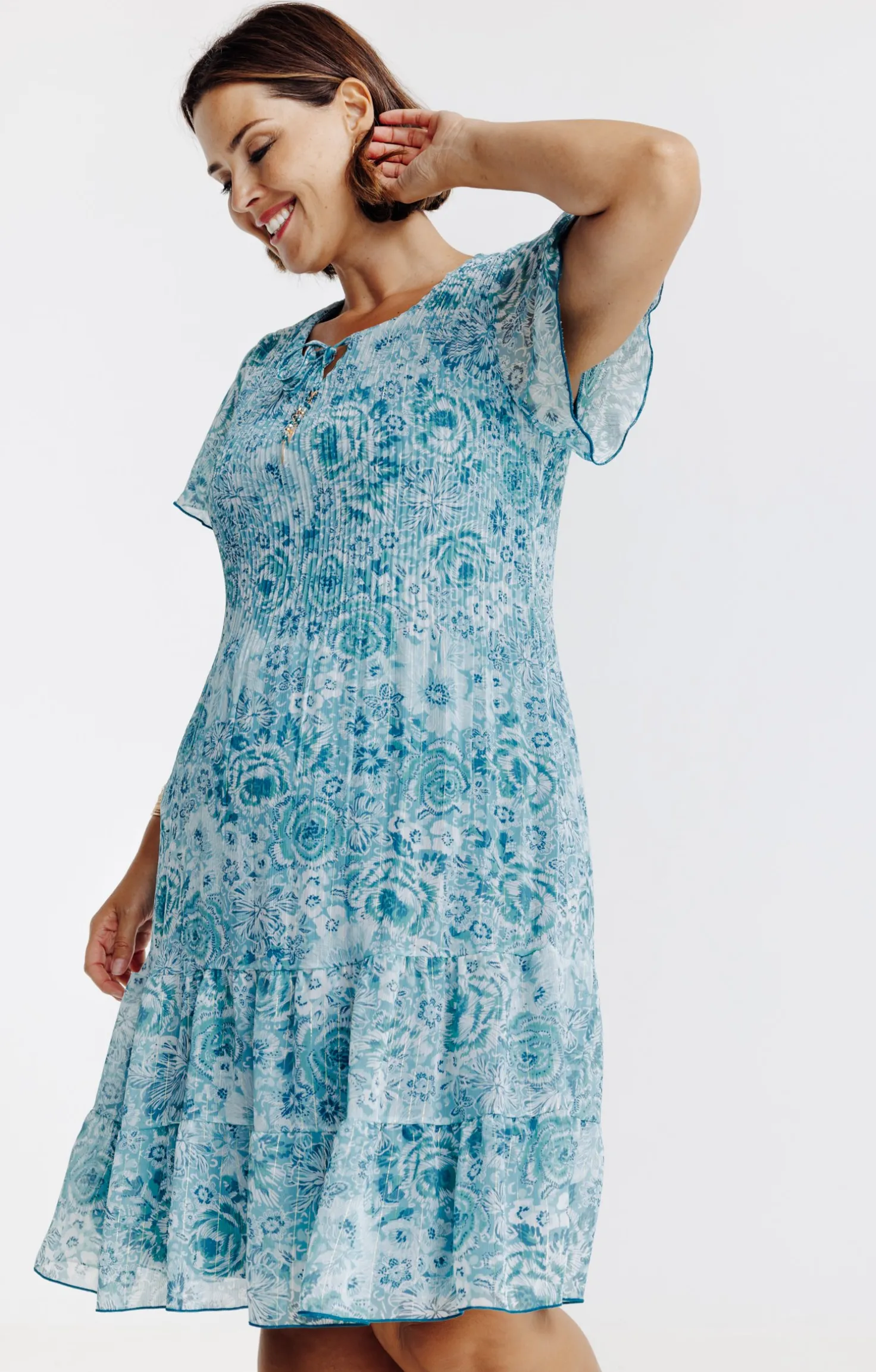 Robe plissée imprimé floral