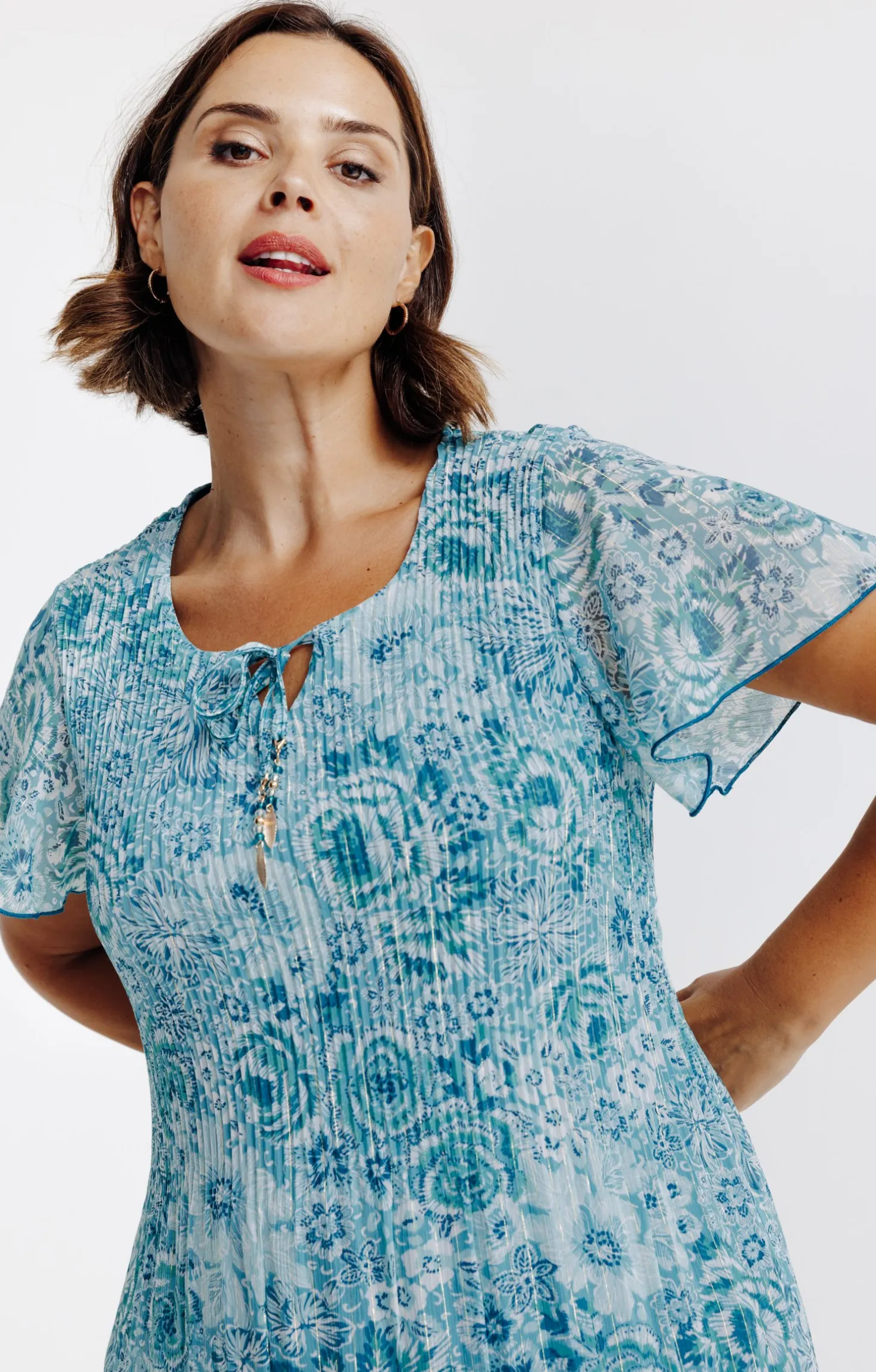 Robe plissée imprimé floral