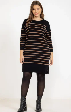 Robe pull maille rayée chic
