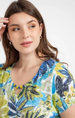 Tee-shirt à imprimé feuillage