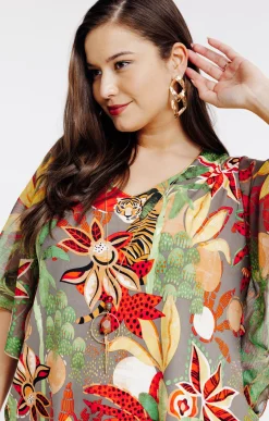 Tee-shirt forme poncho imprimé