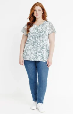 Tee-shirt impimé bicolore à fleurs