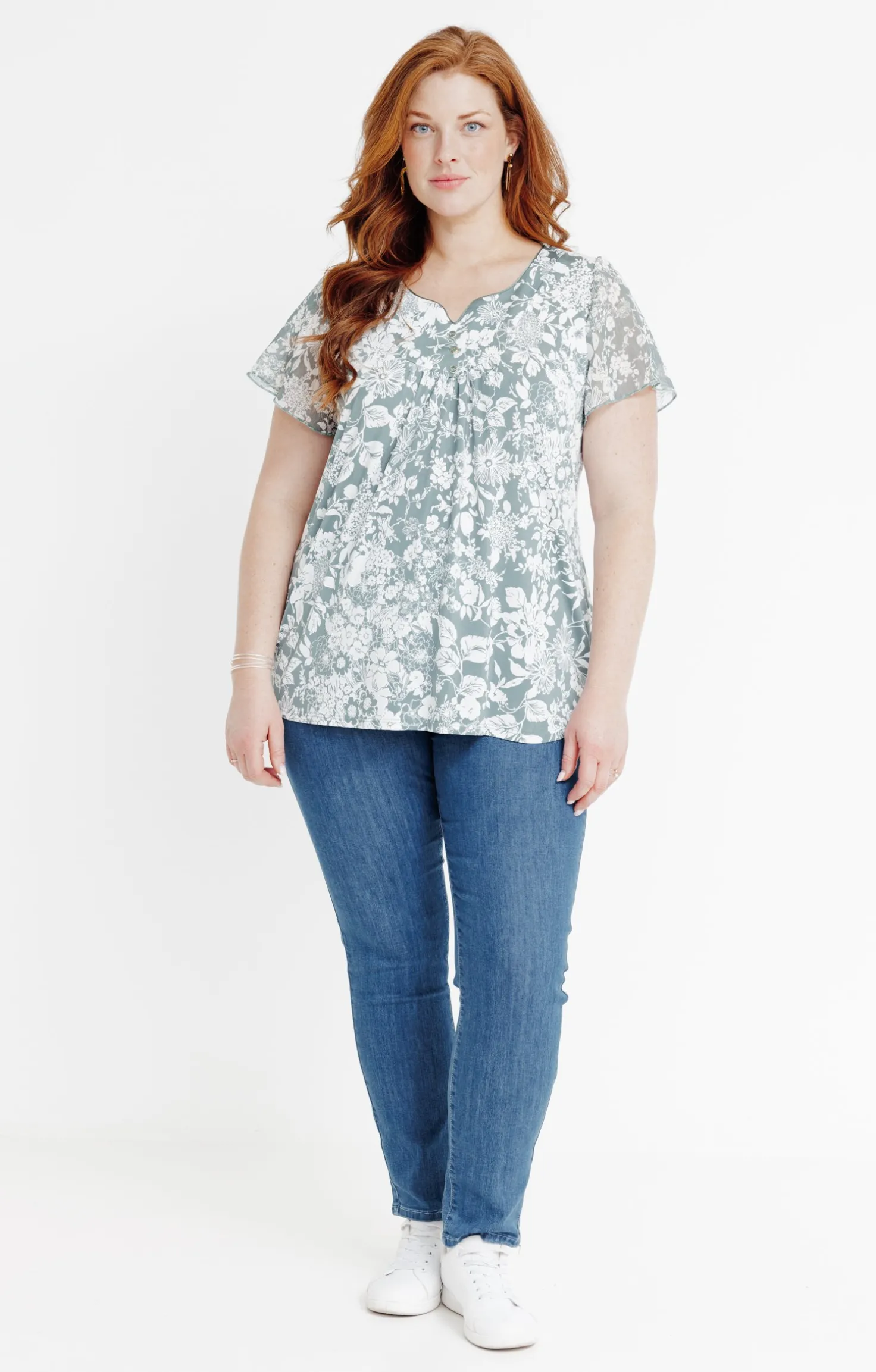 Tee-shirt impimé bicolore à fleurs