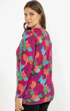 Tee-shirt imprimé visages maille chaude