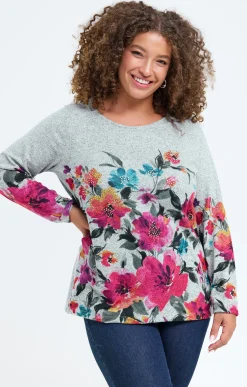 Tee-shirt maille chaude imprimé fleuri