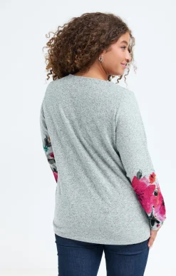 Tee-shirt maille chaude imprimé fleuri