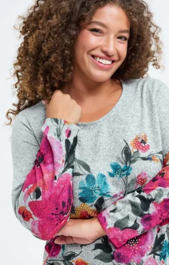 Tee-shirt maille chaude imprimé fleuri