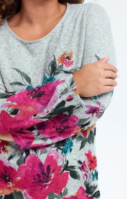 Tee-shirt maille chaude imprimé fleuri