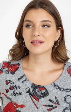 Tee-shirt maille chaude imprimé