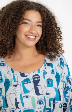 Tee-shirt maille chaude imprimé visages
